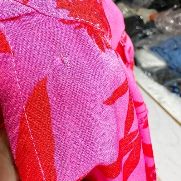 Sam Edelman High Neck Floral Print  Dress Red Pink Size Small - Picture 10 of 14